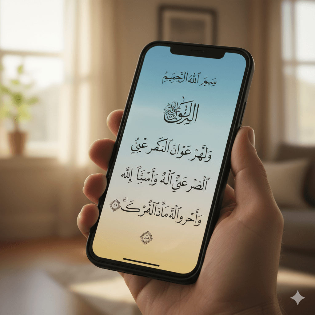 A phone showing the Ilmeen app interface, held by a person.